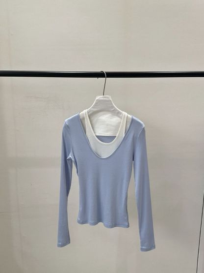 Prep Fake Two-Piece Color Binding Top