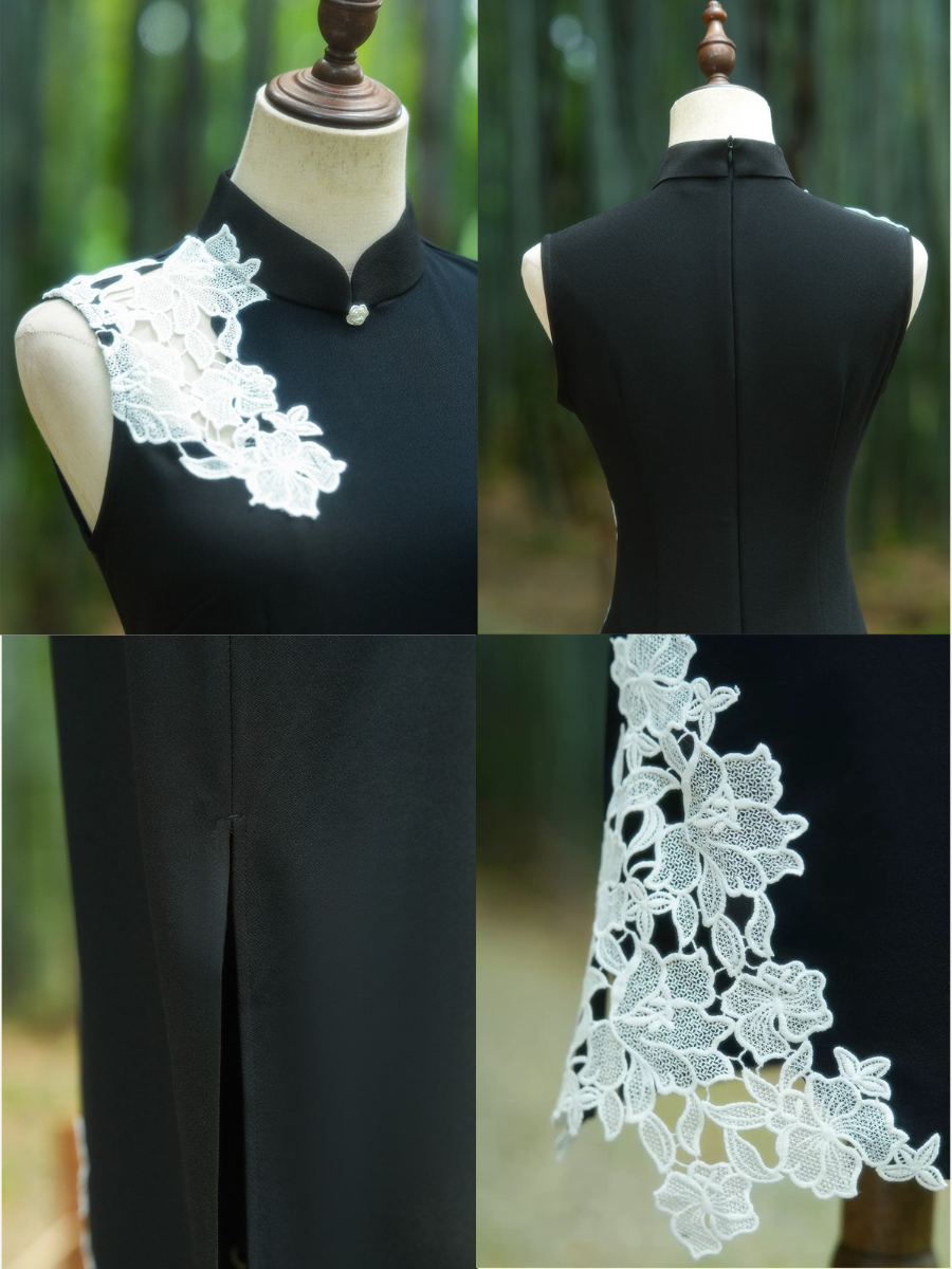 Ya Ai Floral Applique Sleeveless Cheongsam