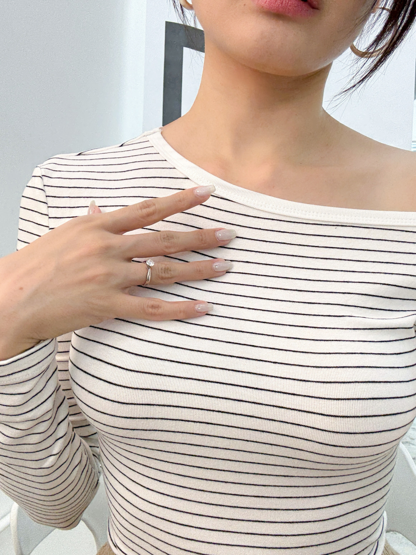 Fatyn One Shoulder Stripe Top