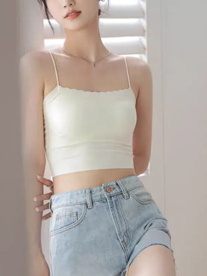 Doria Seamless Wavy Padded Crop Top-The Black Bow-