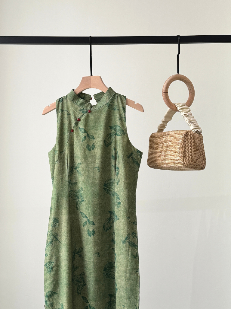Wen's Back Lace Cheongsam - Green-The Black Bow-