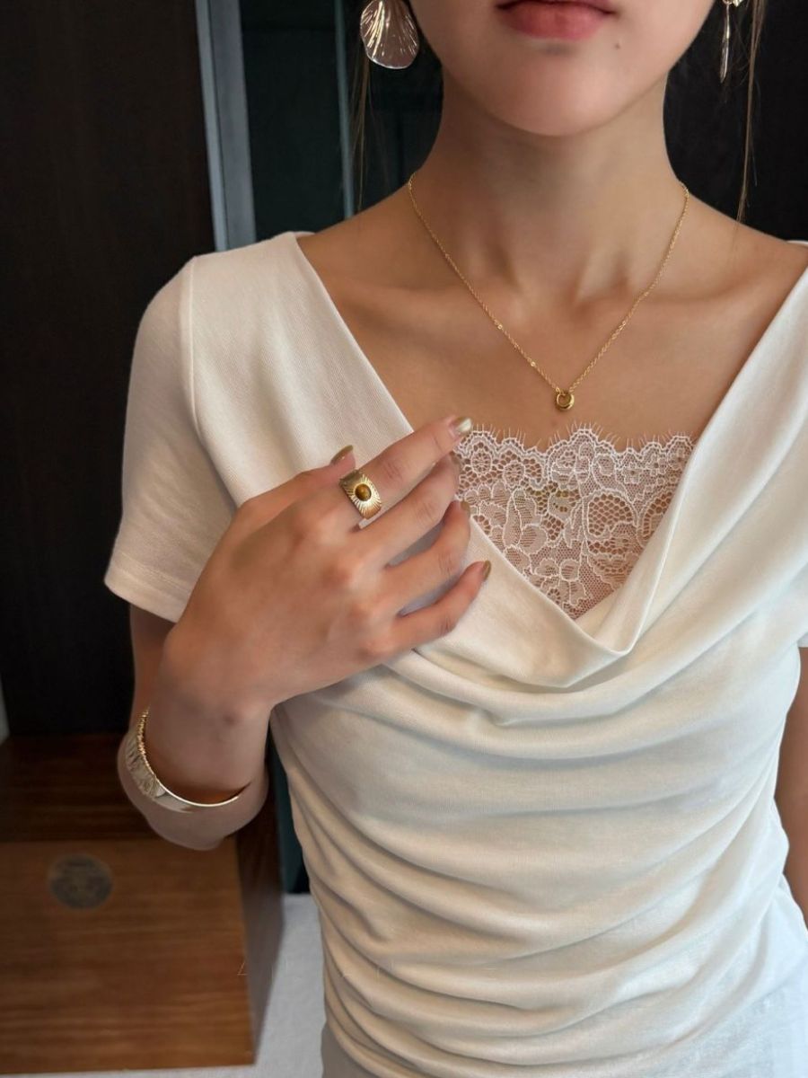 Pippa Lacey Trim Swing Collar Blouse