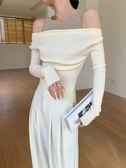 Xenay Colour Binding Fake Two Piece Knit Top