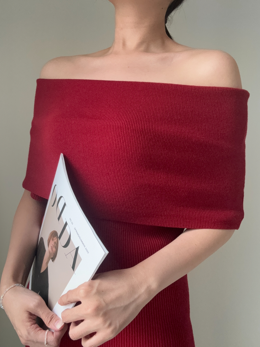 Taana Off Shoulder Knit Top -The Black Bow-