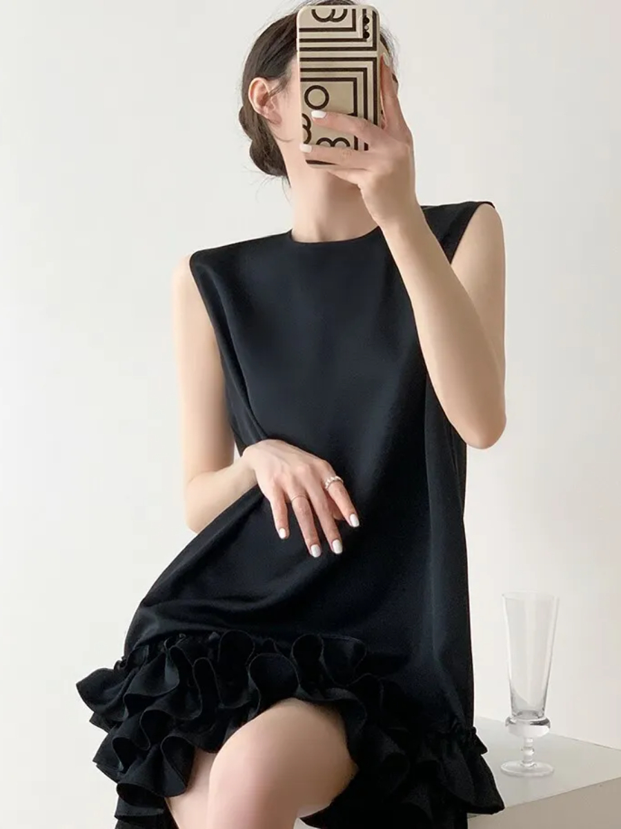 Landye Layered Trim Shift Dress-The Black Bow-