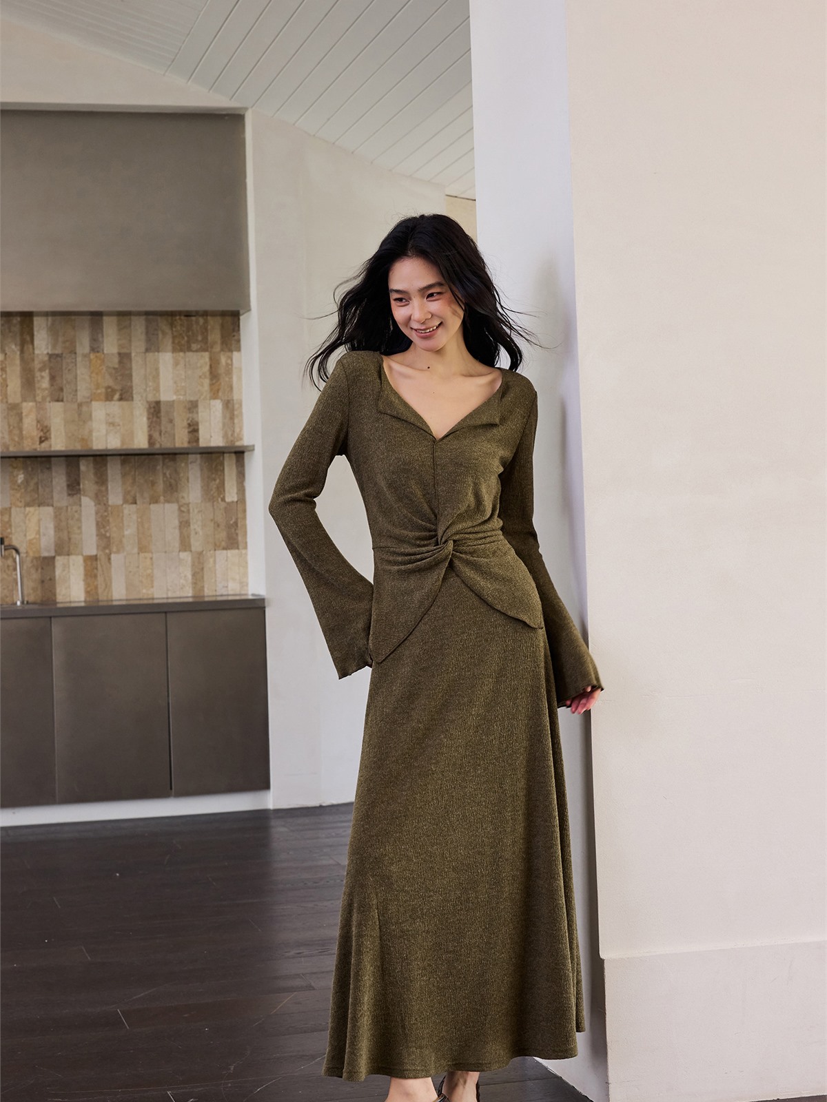 Hermia Ribbed Long-Sleeve Knit Top & Skirt (Sold Separately)