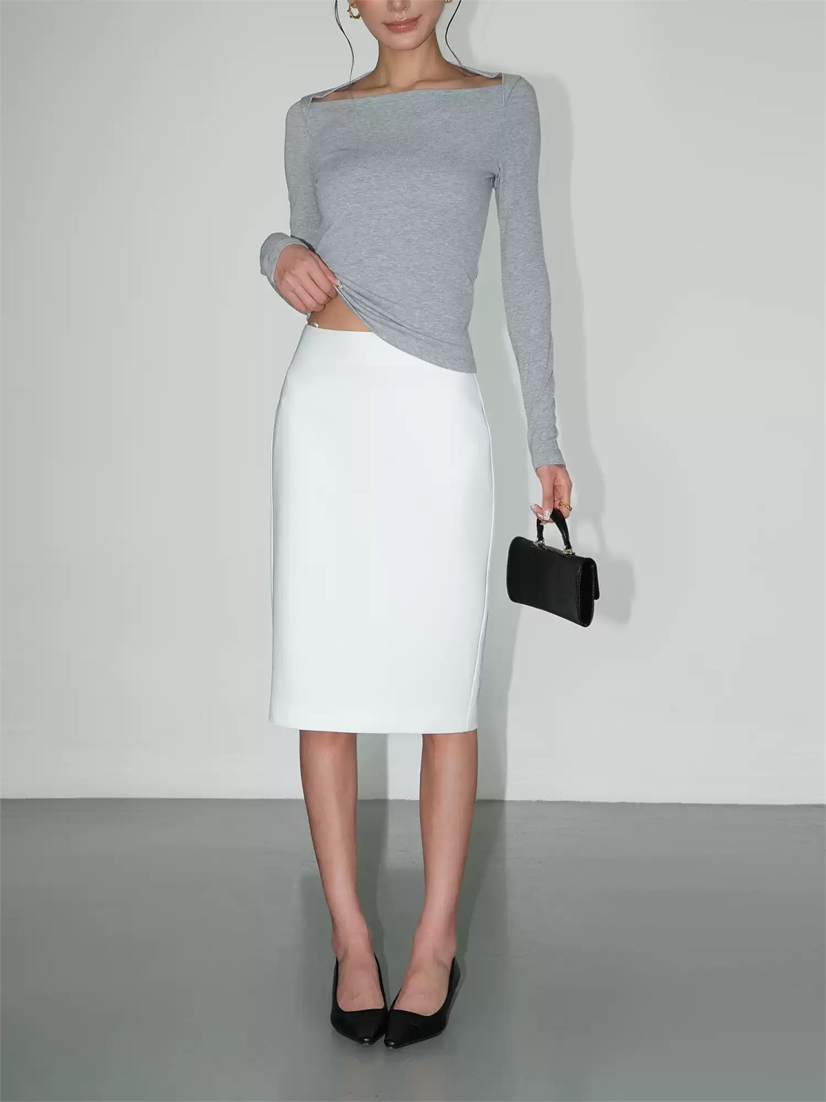 Julie Wrap Front Slit Midi Skirt