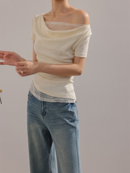 Hyacinth Lace Trim Knit Top