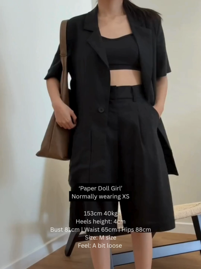 Alma Soft Structured vest Jacket & Bermuda Set