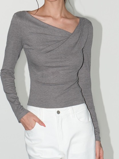 Larissa Asymmetric Ruched Long-Sleeve Top