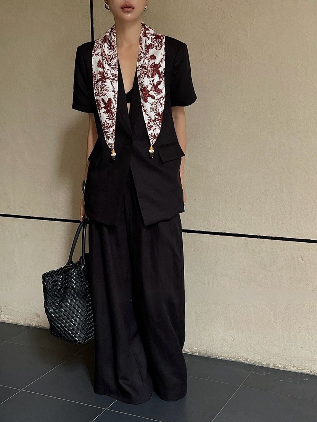 Ayzel Soft Structured Vest Jacket & Wide Leg Pants Set