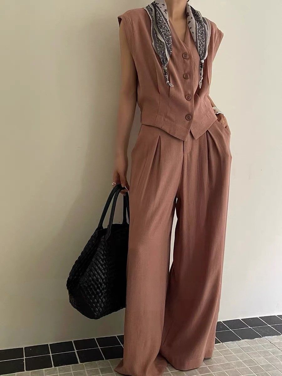 Alianna Vest and Wide Leg Pants Set
