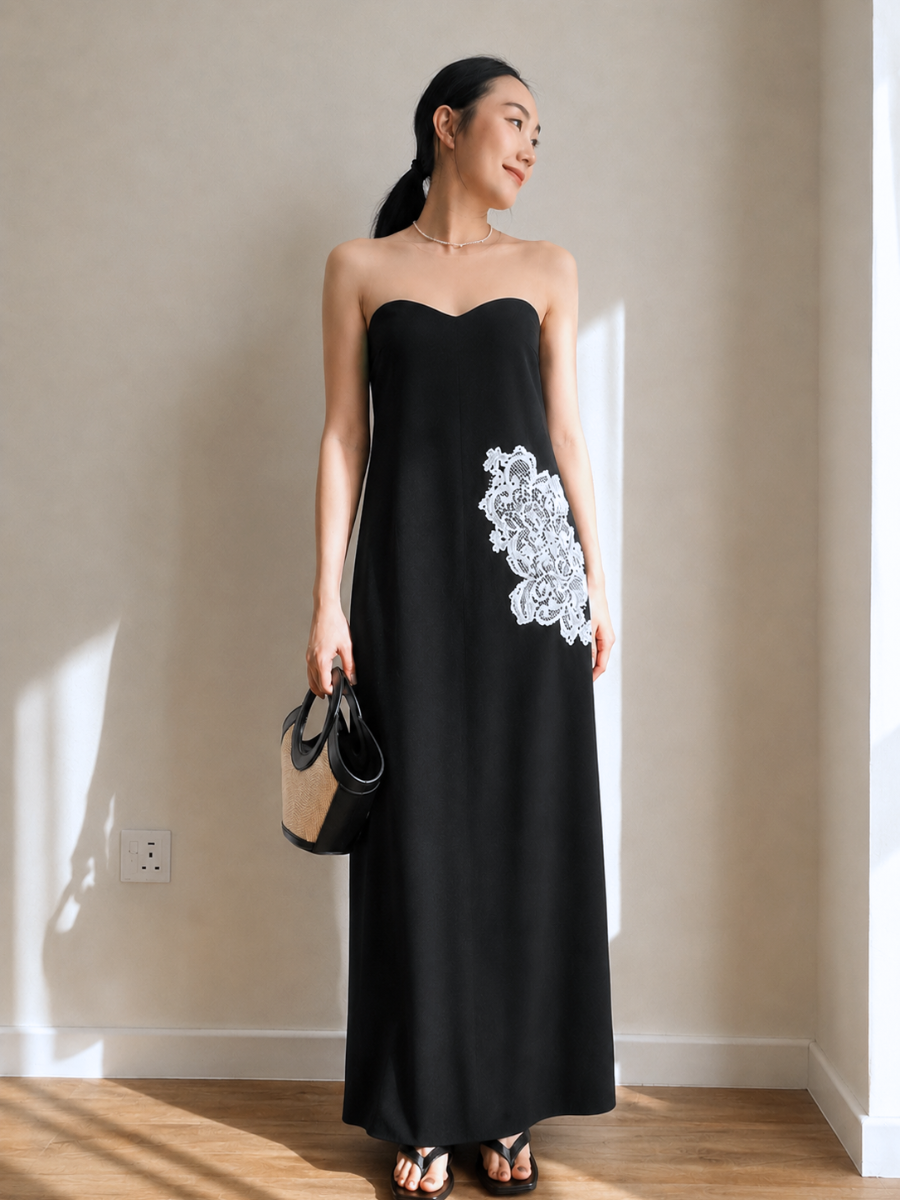 Choum Lace-Appliqué Column Dress
