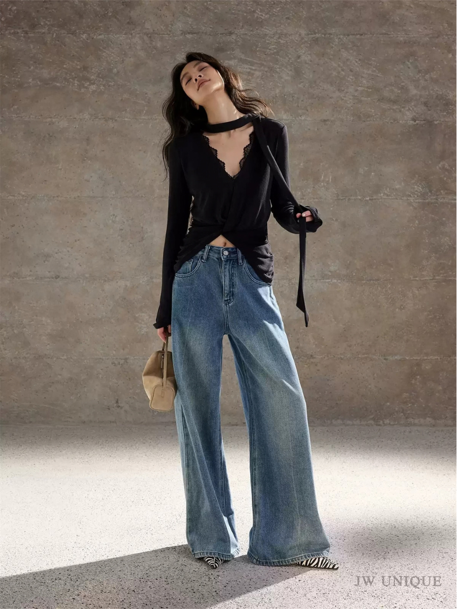 Harmony Lace-Trim Long-Sleeve Top
