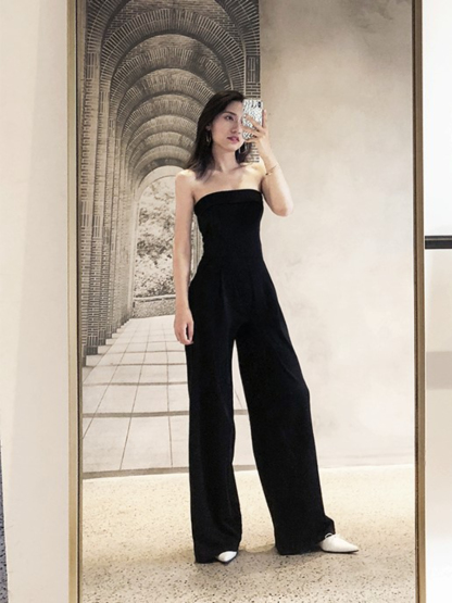 Monica Tube Top Jumpsuit-The Black Bow-