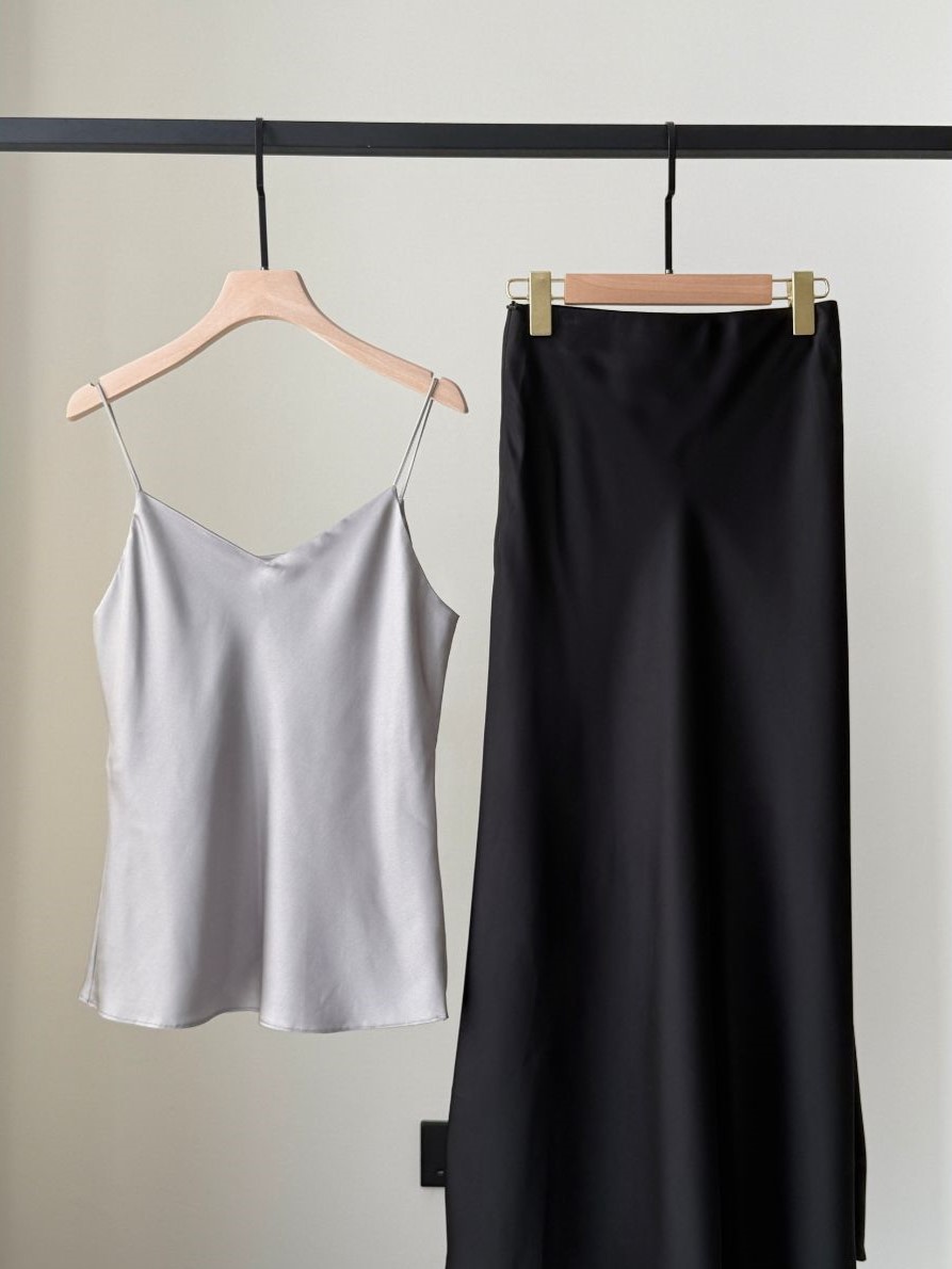 Lebbie Satin Cami Top (Discounted-M size)-The Black Bow-