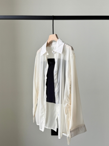 Ding Lan Pull Sting Sheer Shirt with Inner Padded Top (Rejected-Free size)-The Black Bow-