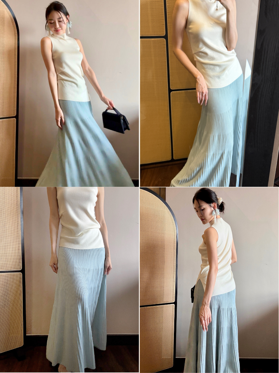Elle High Neck Sleeveless Knit Top