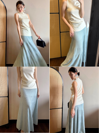 Elle High Neck Sleeveless Knit Top