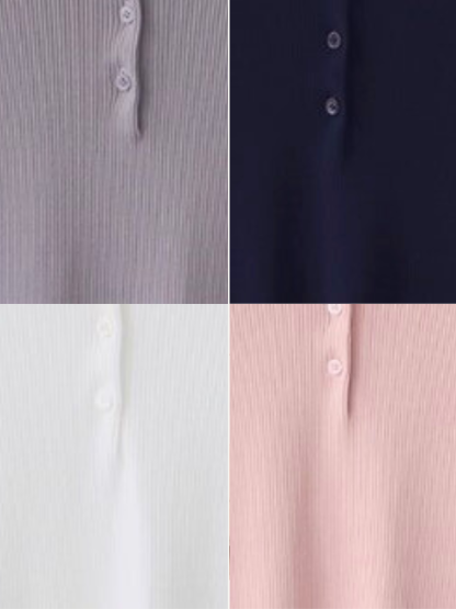 Noah Buttoned Collar Rib Knit Top