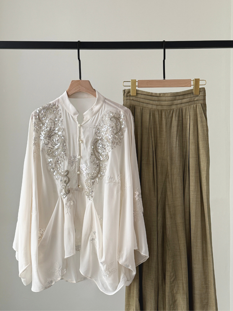 Ding Ji Oriental Sequin Cape Top & Mini Skort-The Black Bow-