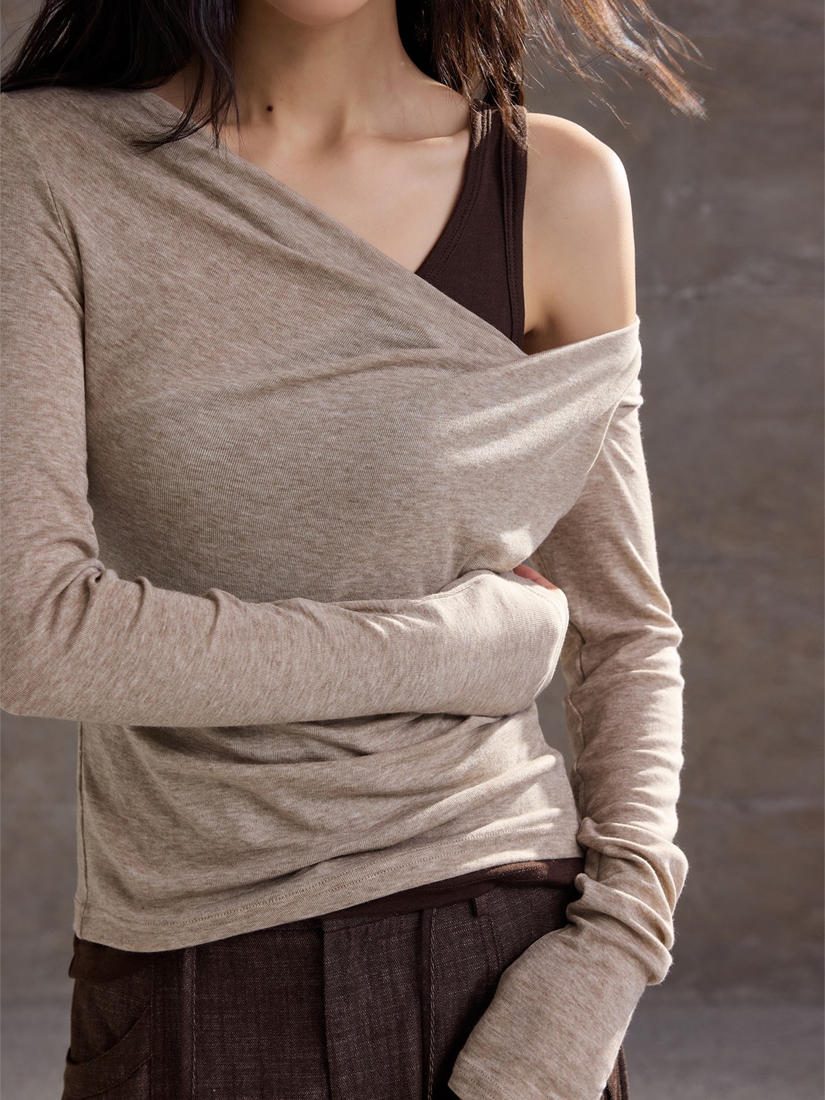 Helene Draped Long-Sleeve Top
