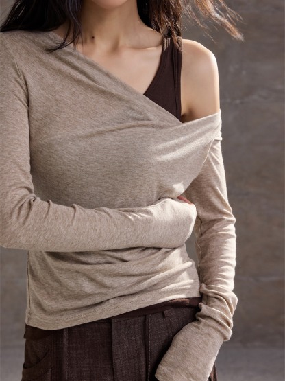 Helene Draped Long-Sleeve Top