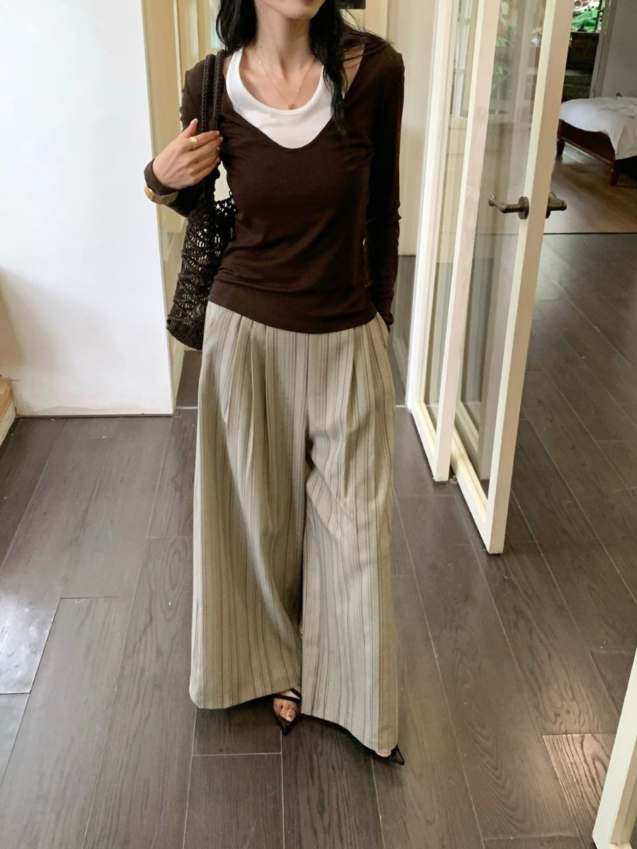 Prep Fake Two-Piece Color Binding Top