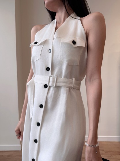 Yente V-Collar Button Down Dress