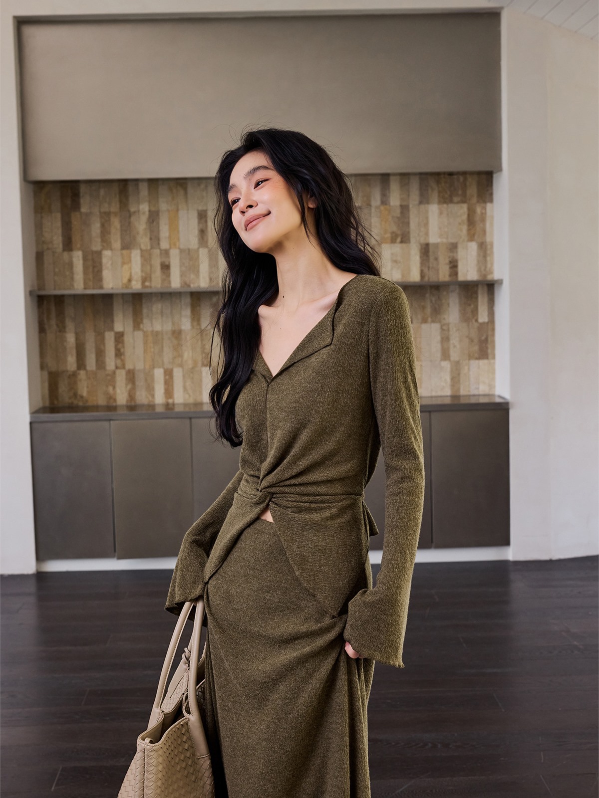 Hermia Ribbed Long-Sleeve Knit Top & Skirt (Sold Separately)