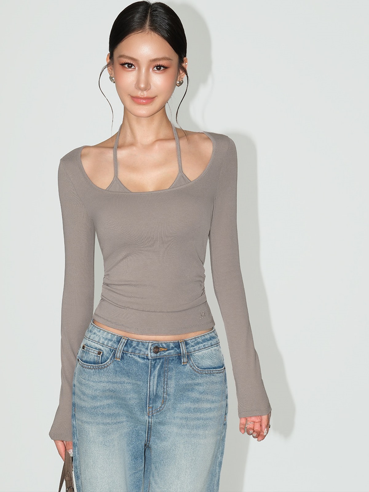Lucinda Binding-Strap Scoop-Neck Top