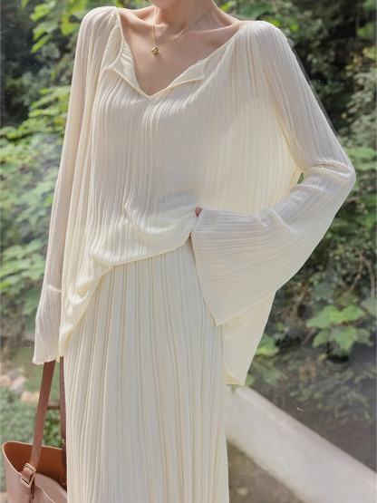 Hailey Lightweight Knit Long-Sleeve Top & Skirt (Sold Separately)