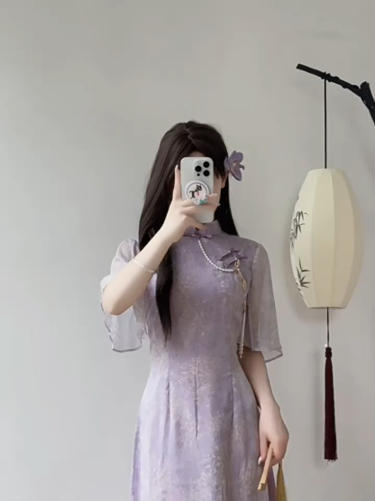 Shuang Qian Flounce Sleeves Oriental Dress