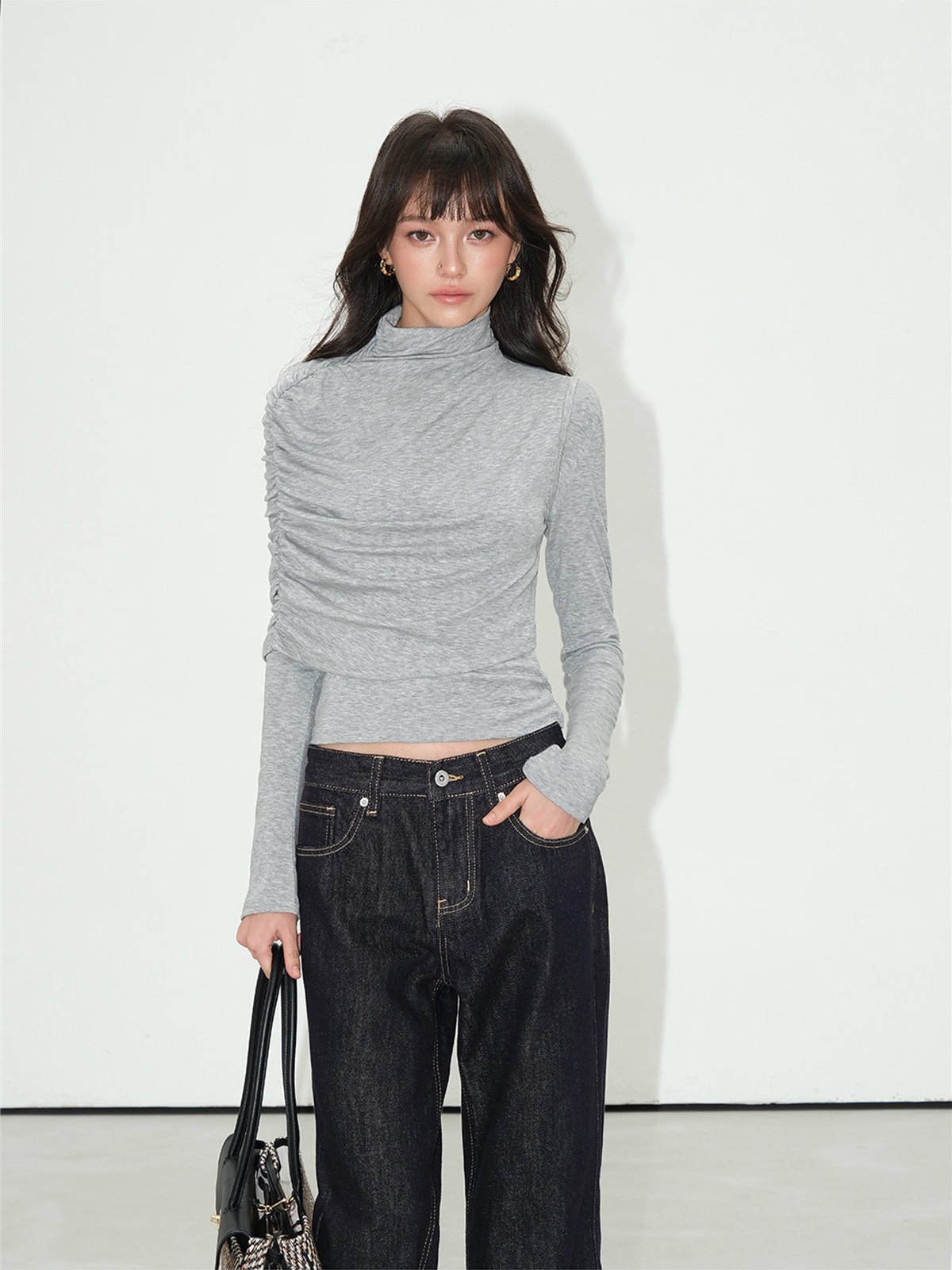 Leonora Ruched Turtleneck Layered Top