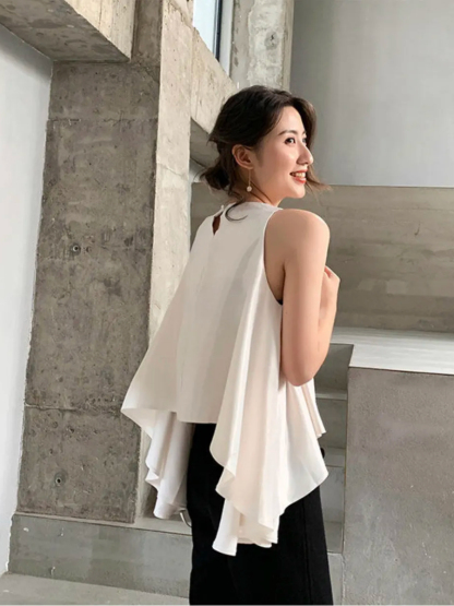 Shivonne Ruffle Side Sleeveless Top-The Black Bow-