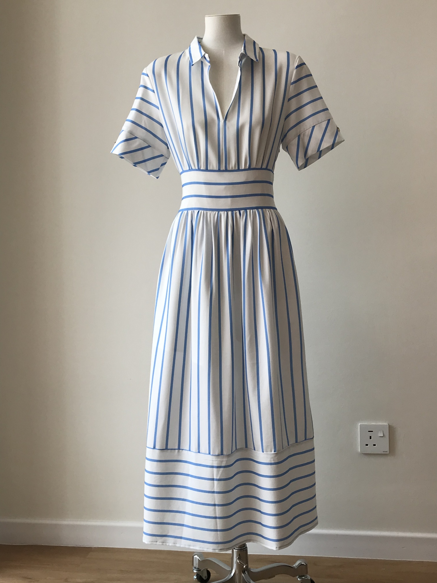 Vivianna Collar Stripe Shirt Dress