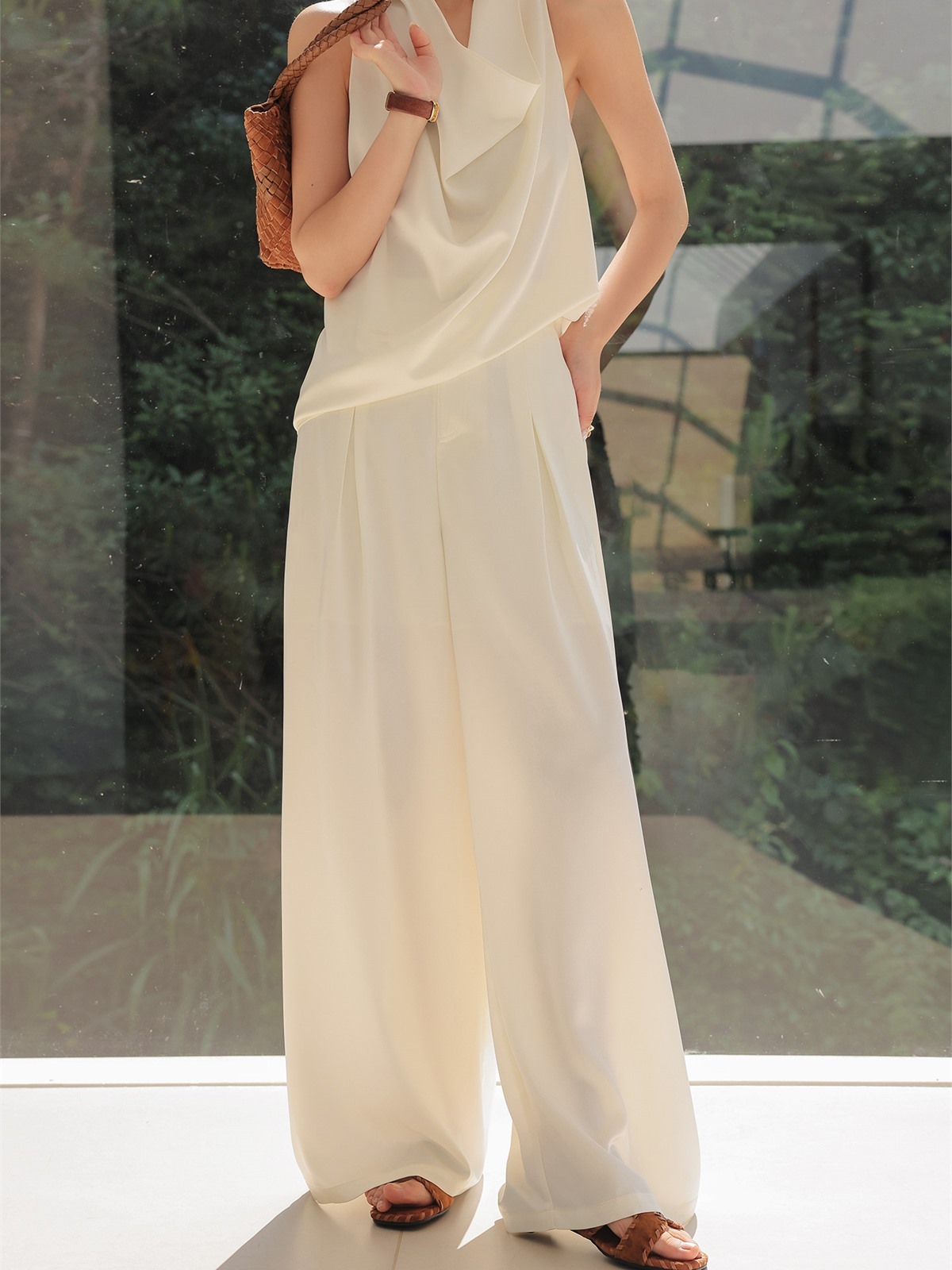 Helos Draped Sleeveless Top & Wide-Leg Pants (Sold Separately)