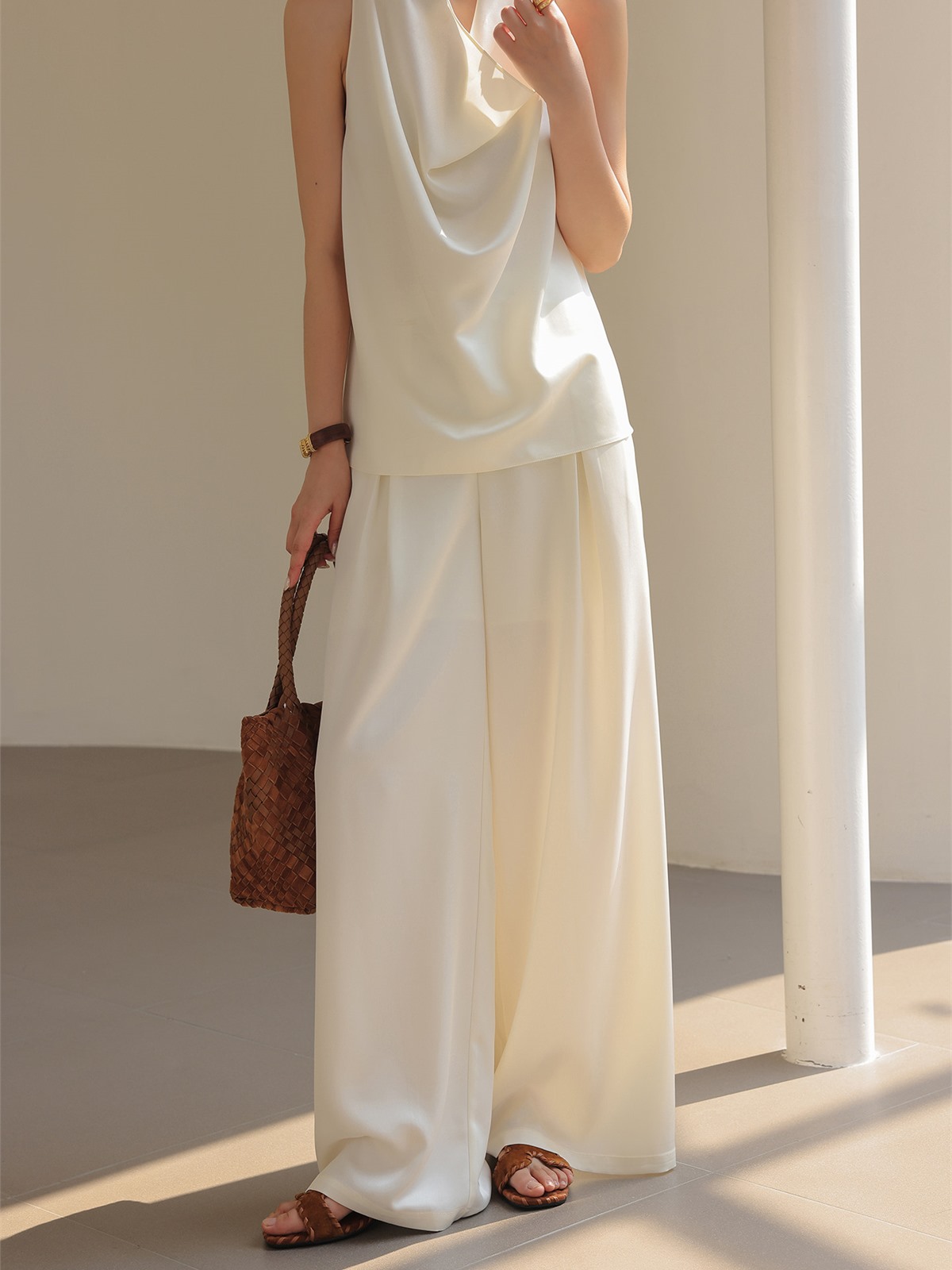 Helos Draped Sleeveless Top & Wide-Leg Pants (Sold Separately)
