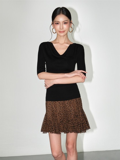Lyra Leopard Ruffle Mini Skirt