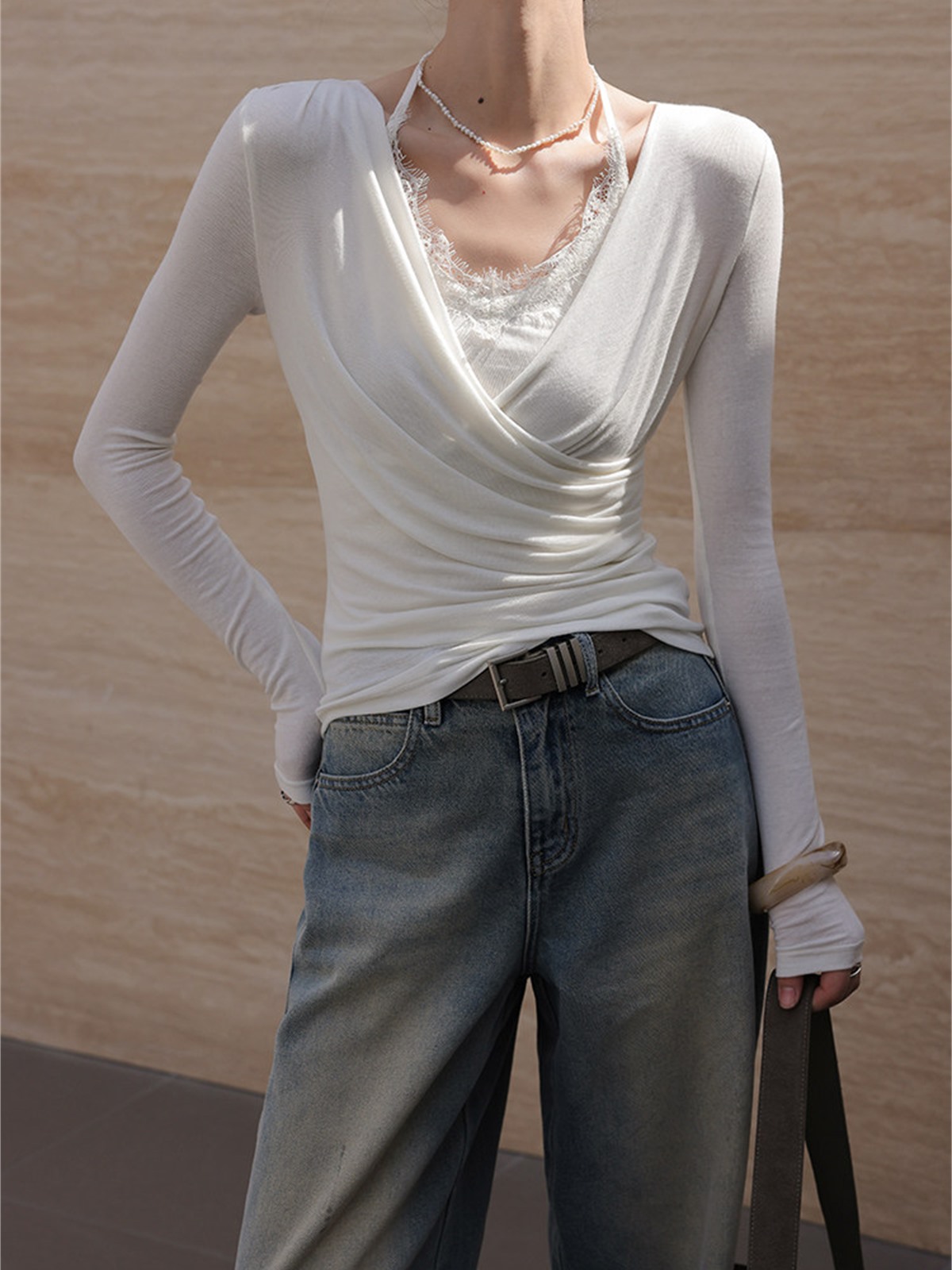 Hollis Two-Piece Lacey Long-Sleeve Top