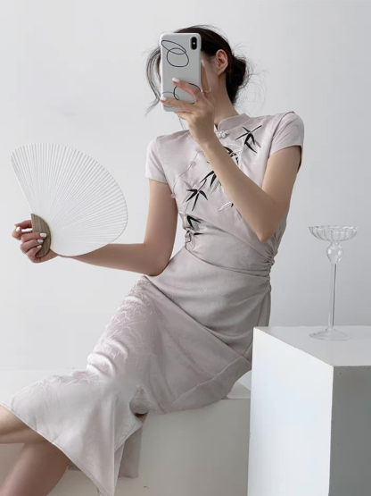 Xin Lan Bamboo Printing Cheongsam