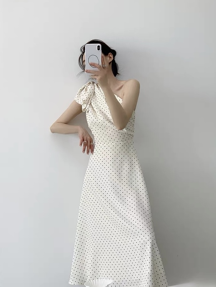 Katry Bow Shoulder A-Line Dress