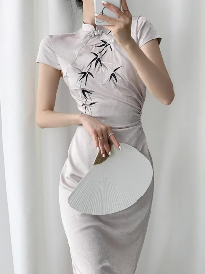 Xin Lan Bamboo Printing Cheongsam