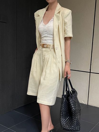 Alma Soft Structured vest Jacket & Bermuda Set