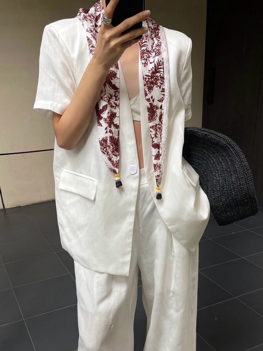 Ayzel Soft Structured Vest Jacket & Wide Leg Pants Set