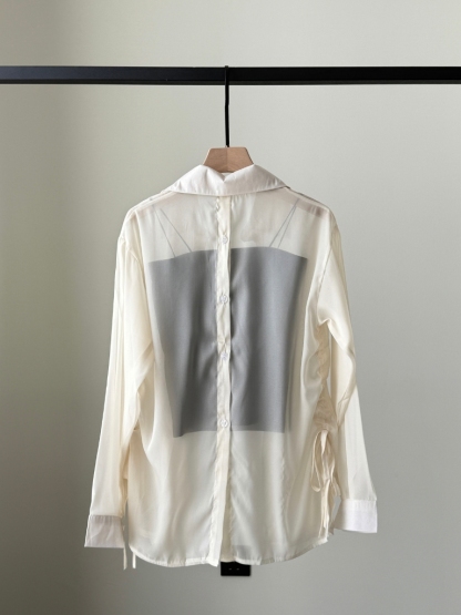 Ding Lan Pull Sting Sheer Shirt with Inner Padded Top (Rejected-Free size)-The Black Bow-