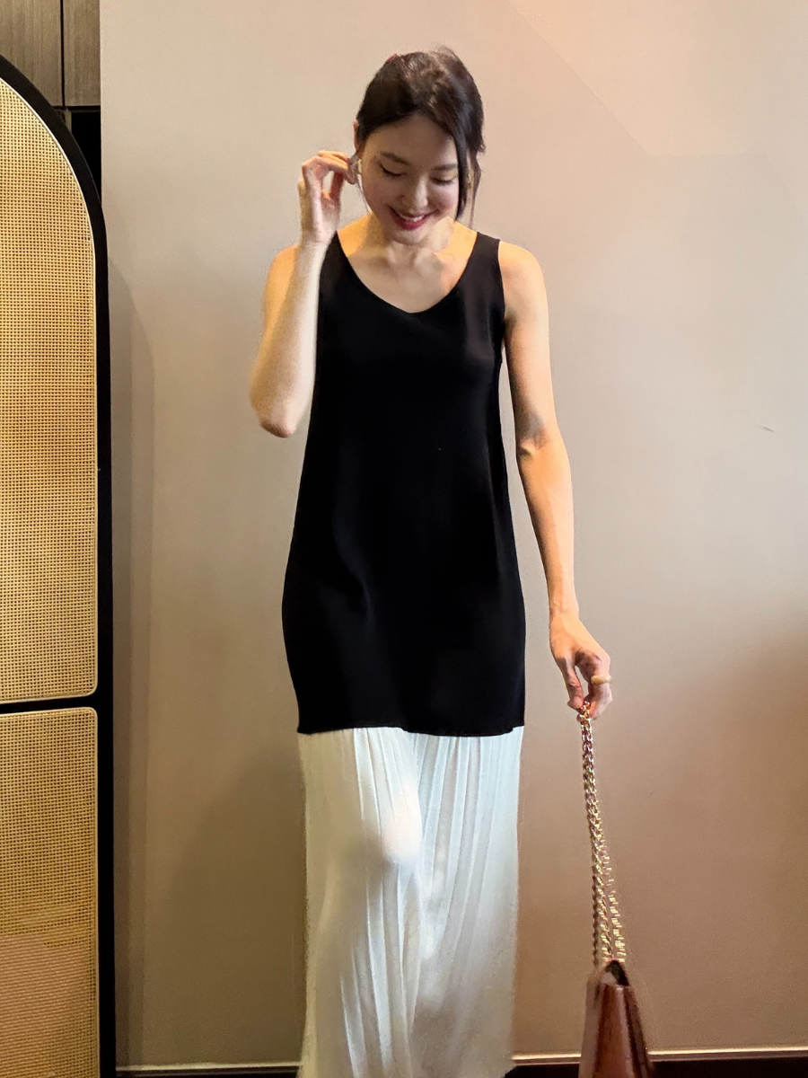 Elise Color Block Pleated Patchwork Knit Dress