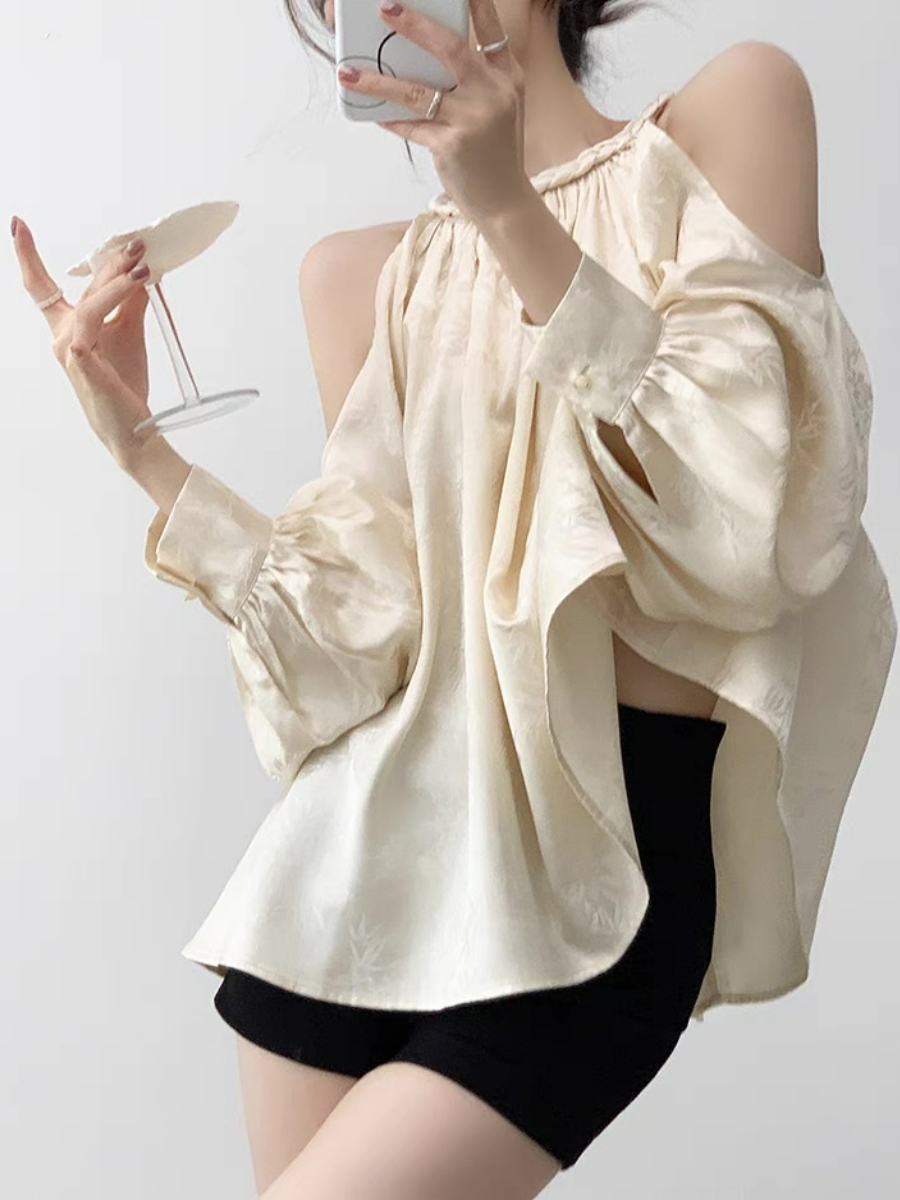 Xin Ing Cold Shoulder Oriental Top