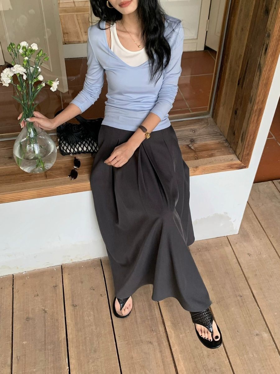 Prep Fake Two-Piece Color Binding Top