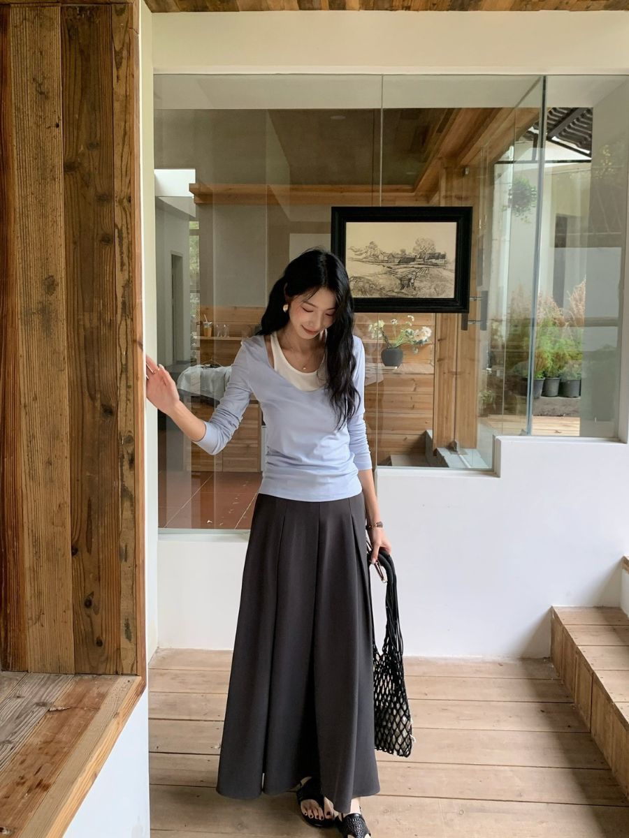 Prep Fake Two-Piece Color Binding Top